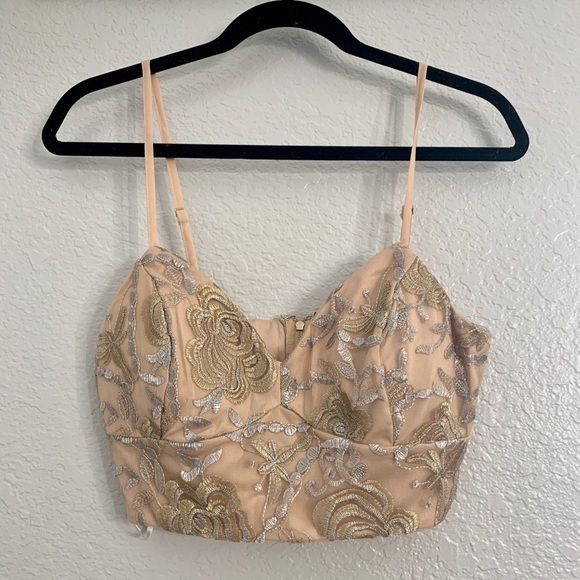 Tops - Beige and gold/silver cropped bra